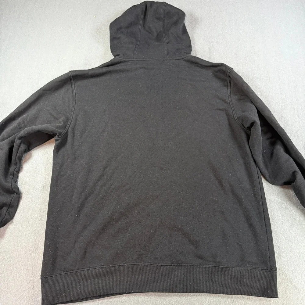 Quiksilver Mens Full Zip‎ Hoodie Black Fleece Logo Sweatshirt Large